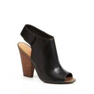 Charly Amar Pharroh Leather Peep Toe Heeled Sling‎ Back Sandals in Black Size 8